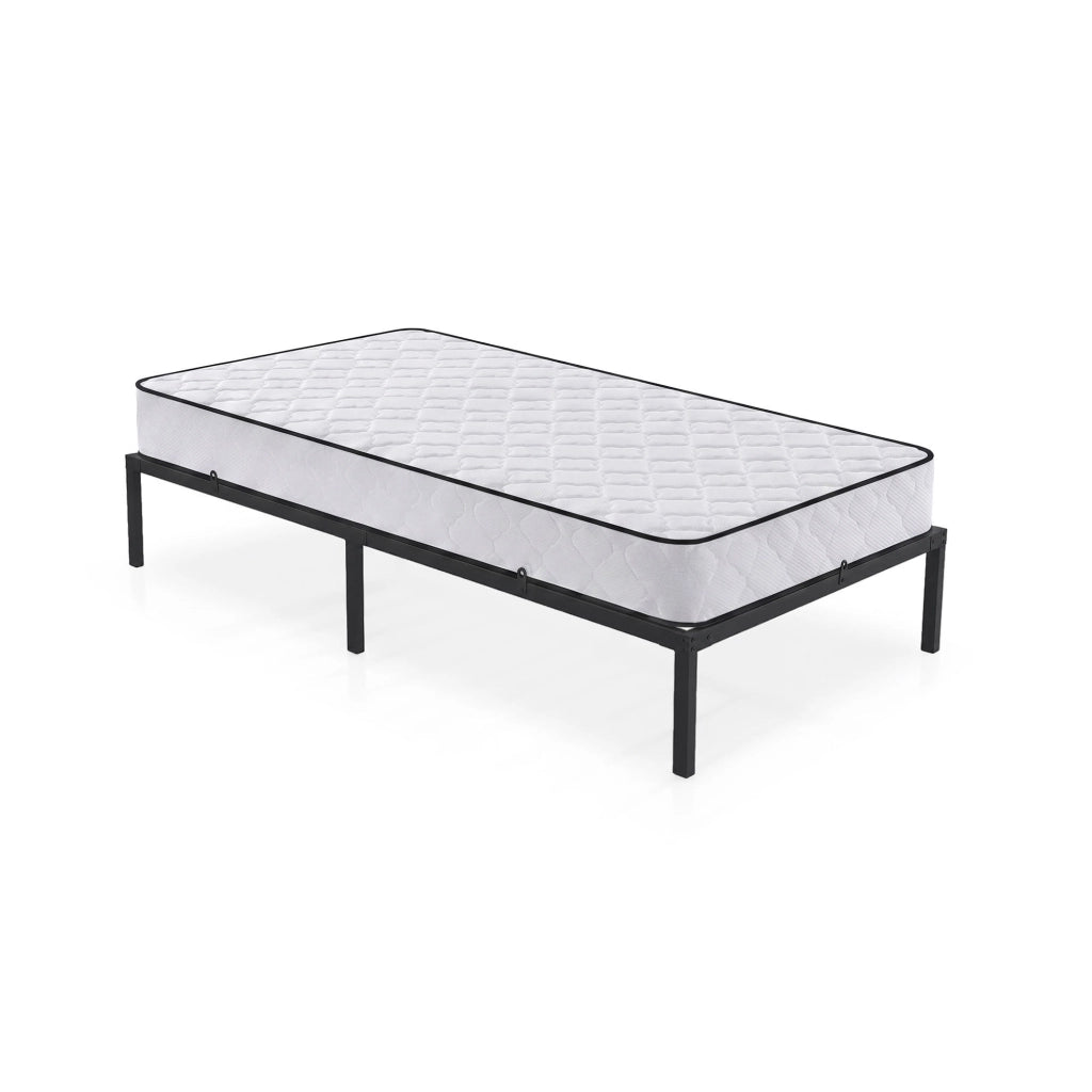 Struttura Letto Pieghevole in Metallo con Materasso Rete a Doghe 100x200 cm Nero Letto per Ospiti 6 Gambe 10 Doghe