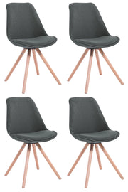 Set di 4 sedie per visitatori Toulouse Fabric Round grigio scuro,natura