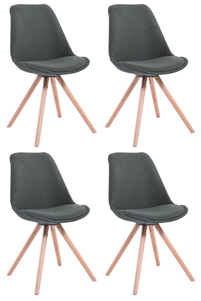 Set di 4 sedie per visitatori Toulouse Fabric Round grigio scuro,natura
