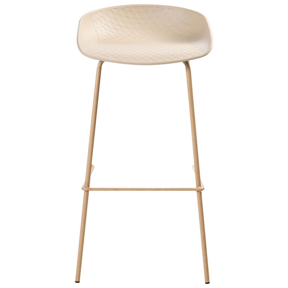 Set di 4 sedie da bar robuste in materiale sintetico e poliestere beige sala da pranzo