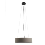 Vivien Lampada a Sospensione Nera, Paralume Cilindrico Tortora, E27, IP20, 48cm - Rossini Group - Design Minimal ed Elegante