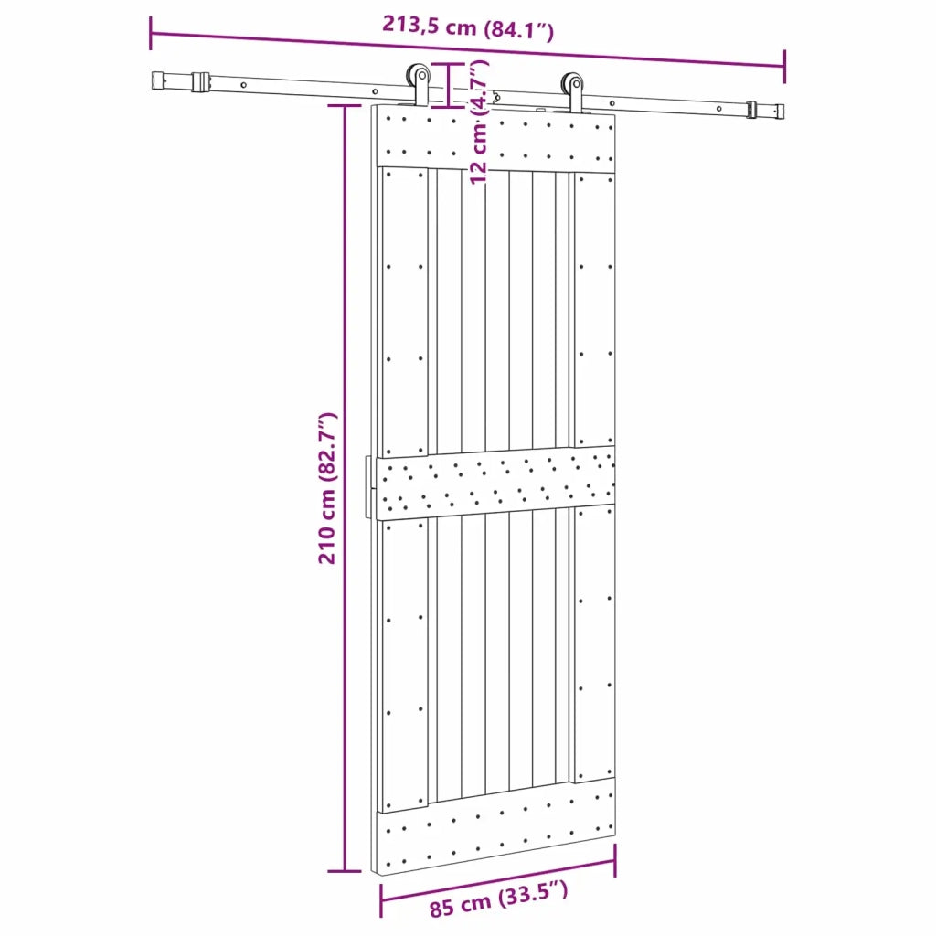 Porta scorrevole NARVIK 85 x 210 cm (213,5 cm) Naturale e Nero 3445319