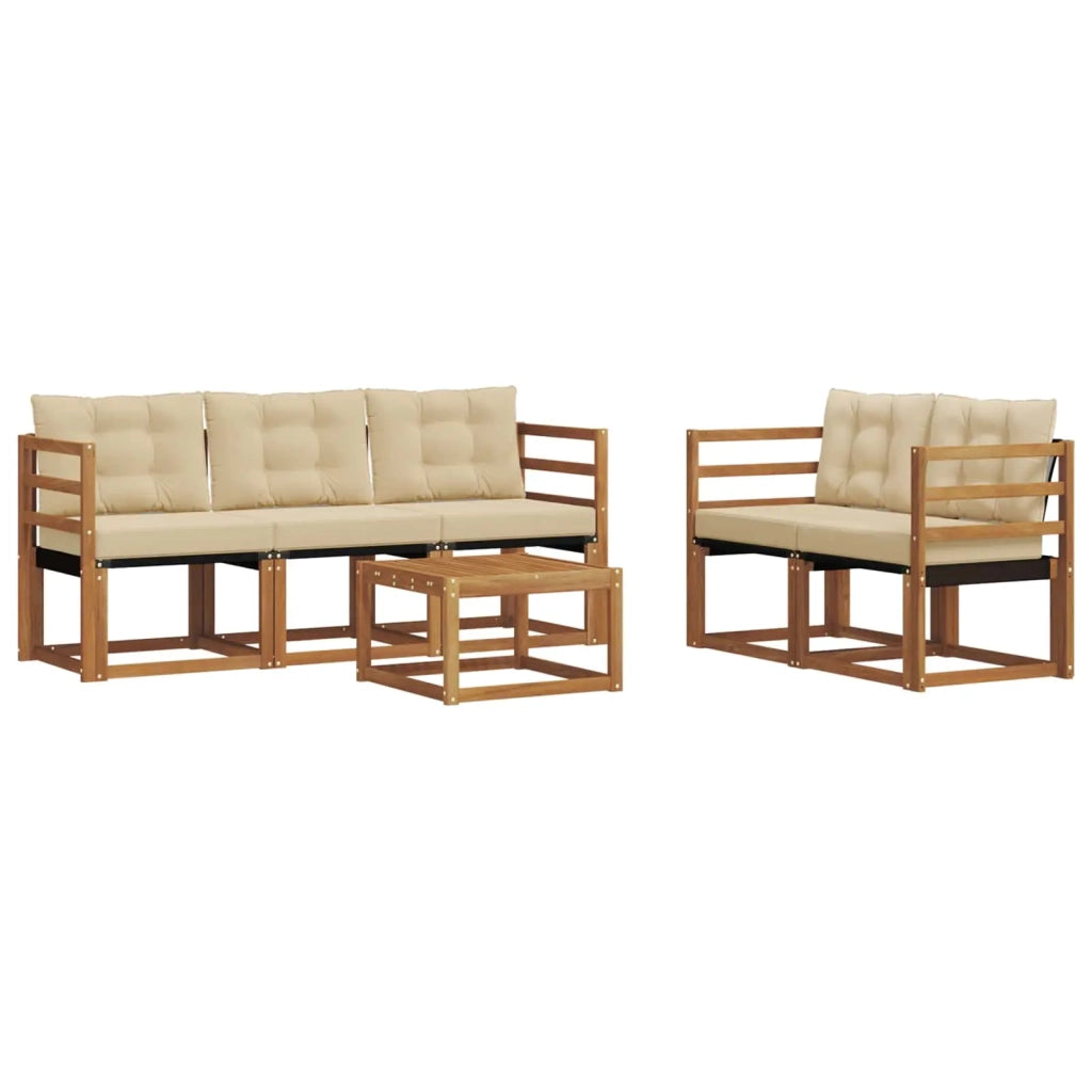 Set di divani da esterno con cuscino 6 pcs Naturale e Beige 3368392