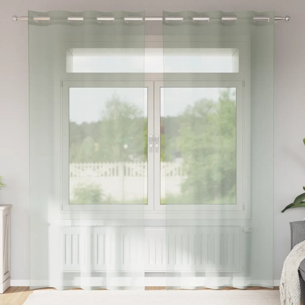 Tende in Voile con Occhielli 2 pz Grigio Chiaro 140x245 cm
