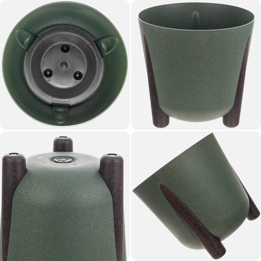 Vaso da fiori KADAX, coprivaso, con gambe, con inserto, moderno, verde, 34 cm