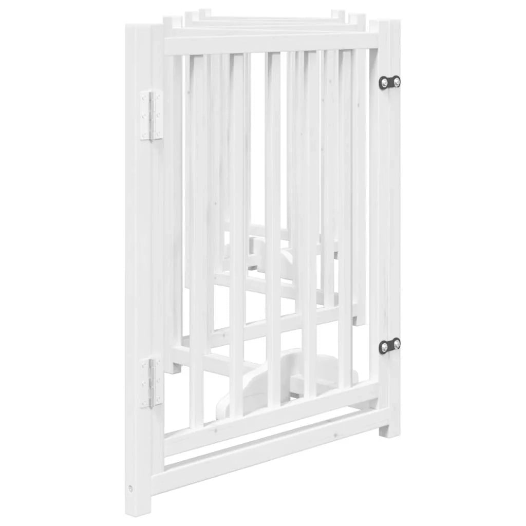Cancelletto di sicurezza per cani con porta 6 pannelli legno massello di abete bianco 02_0023326
