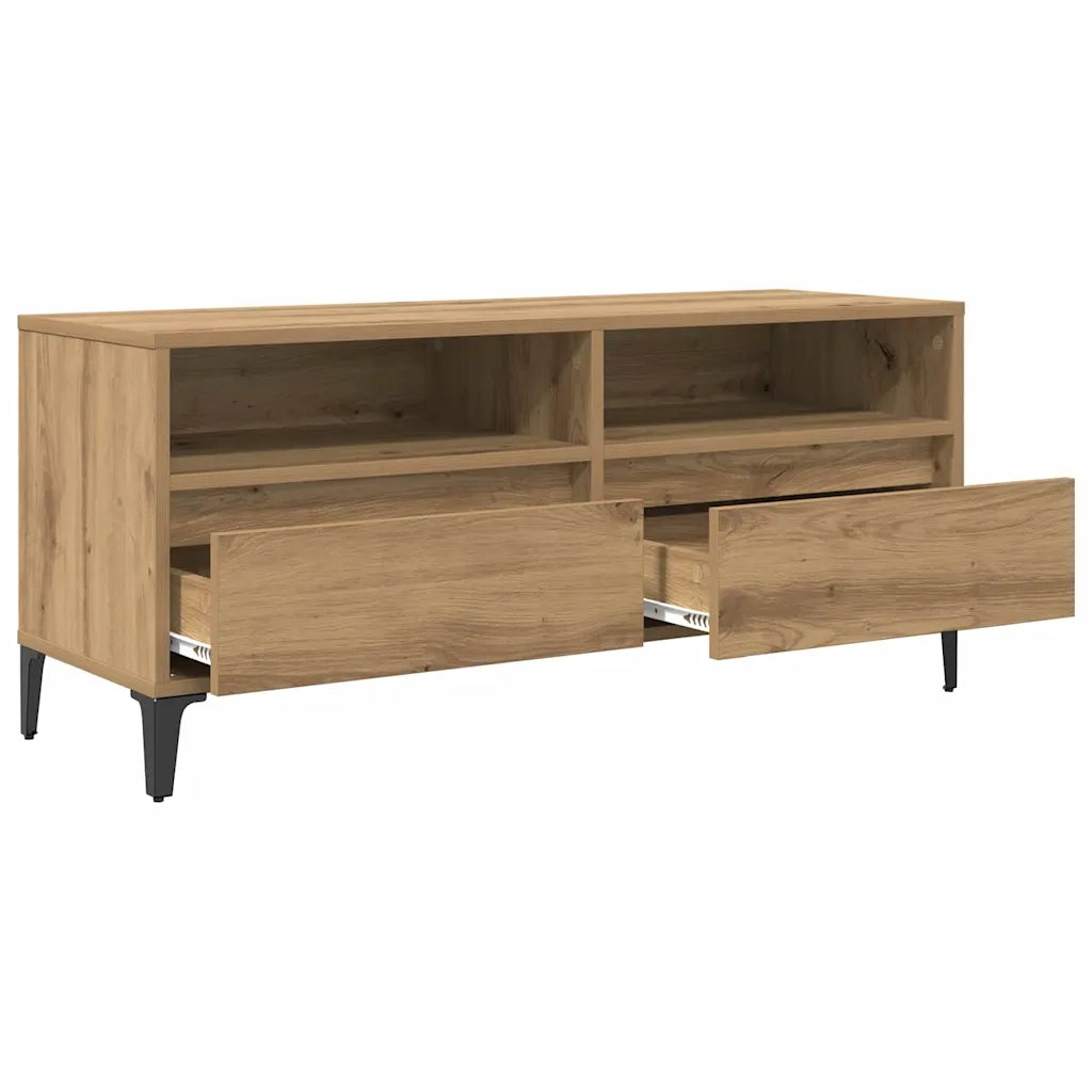 Mobile TV con cassetto-Credenza TV-Console TV Rovere artigianale 100 x 34,5 x 44,5 cm 193819