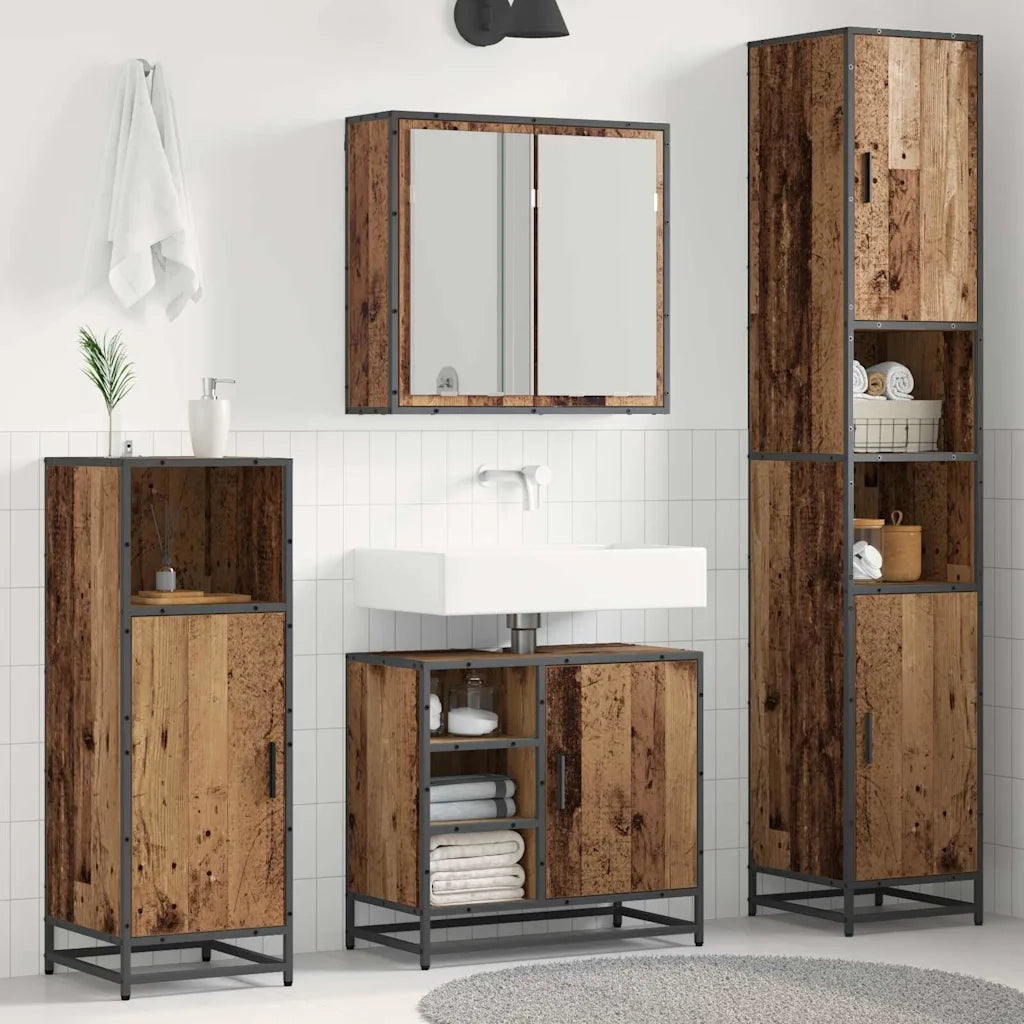 Set di mobili per il bagno con lo scaffale 3 pcs Legno vecchio 3402360