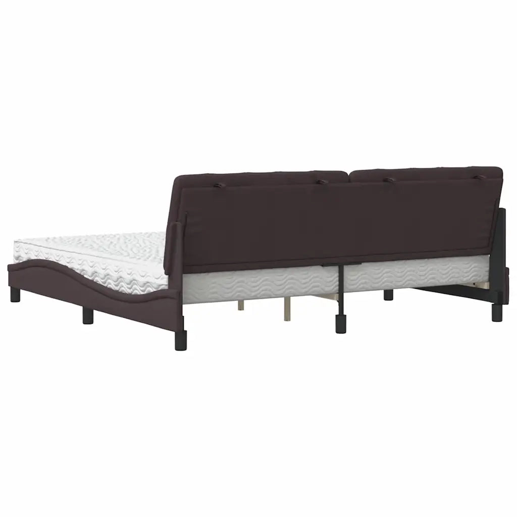 Letto con Materasso Marrone Scuro 200x200 cm in Tessuto