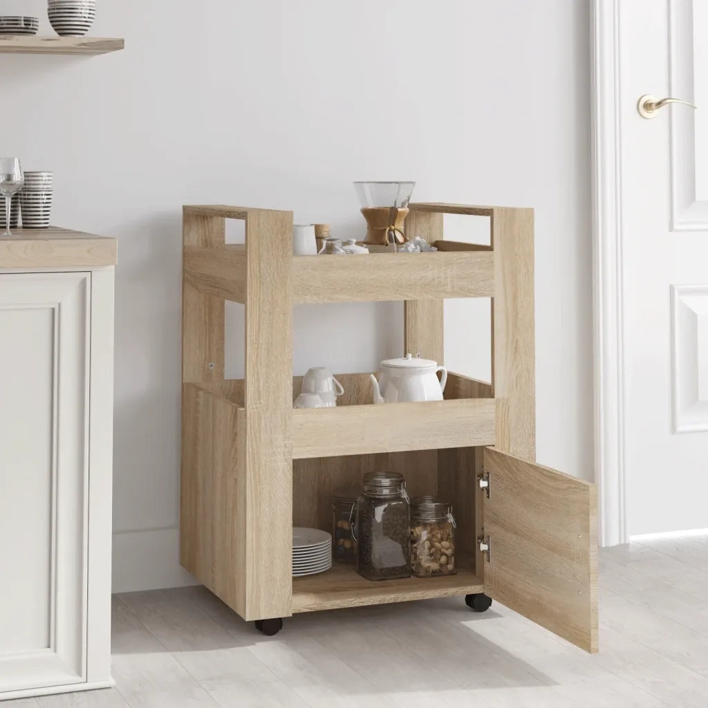 Carrello da Cucina-Scaffale per Cucina rovere sonoma 60x45x80 cm Legno Multistrato 498764