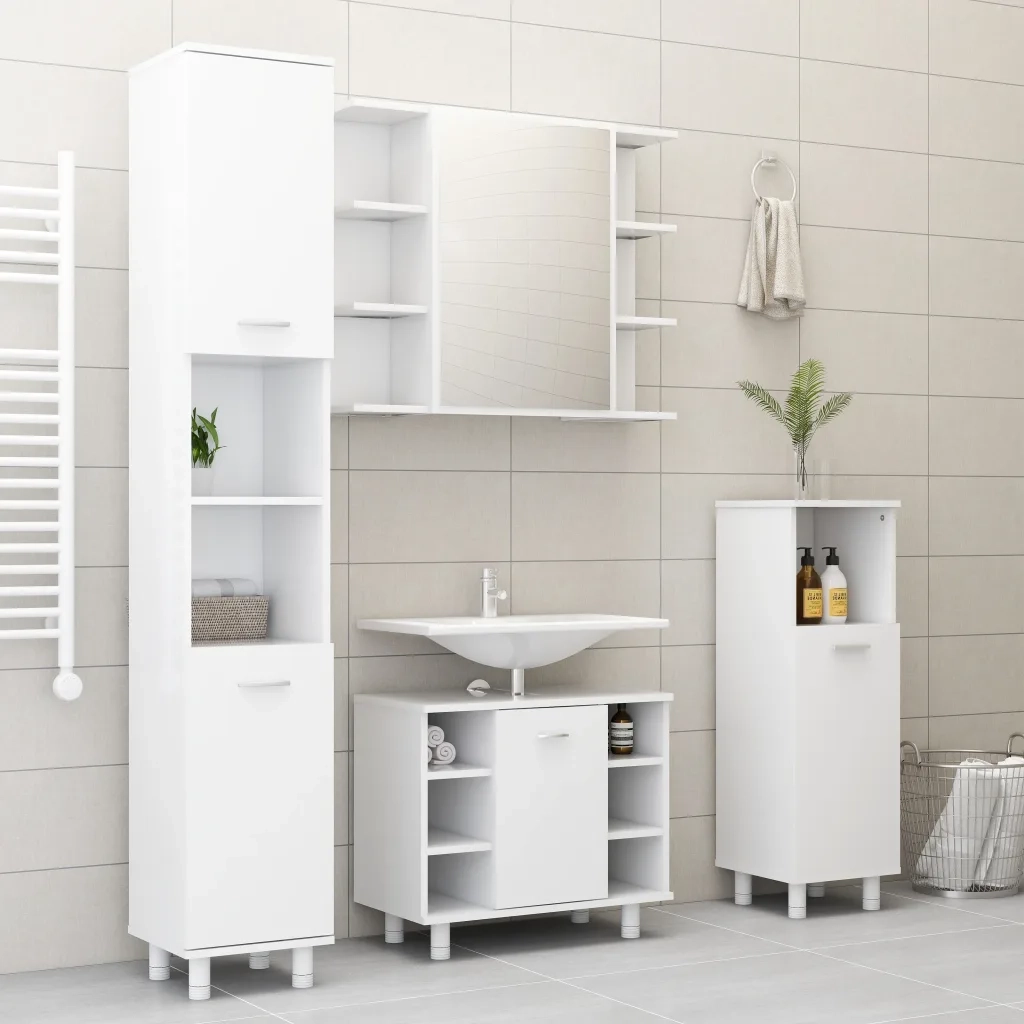 Mobile da Bagno | Armadio da bagno Bianco 30x30x179 cm in Legno Multistrato