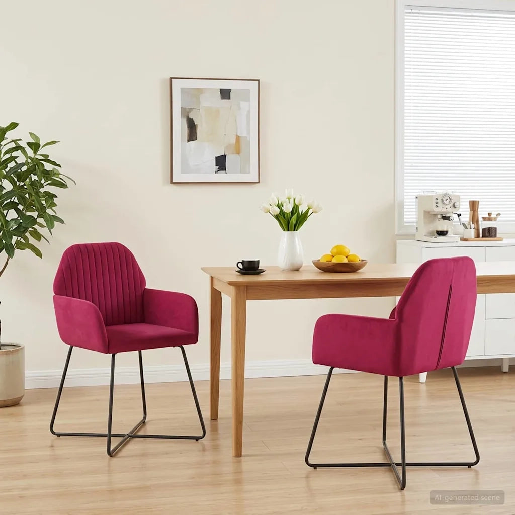 Sedie da pranzo 2 pz Velluto Rosso Vino 55 x 50 x 84 cm 42034370