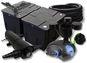 set laghetti filtro 60000l chiarificatore 18W pompa 100W tubo 25m skimmer