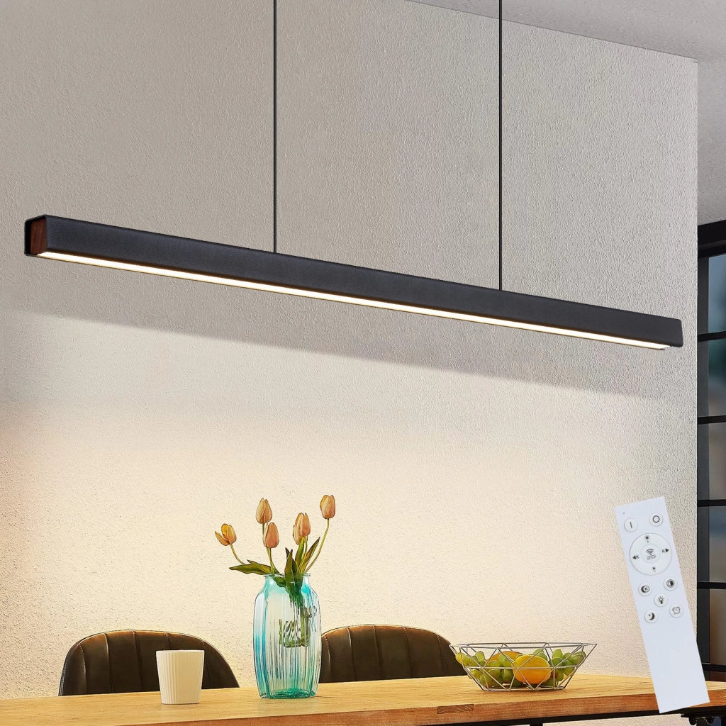 Lampada a sospensione ZMH lineare nera da 108 cm per sala da pranzo, dimmerabile, per bar della cucina