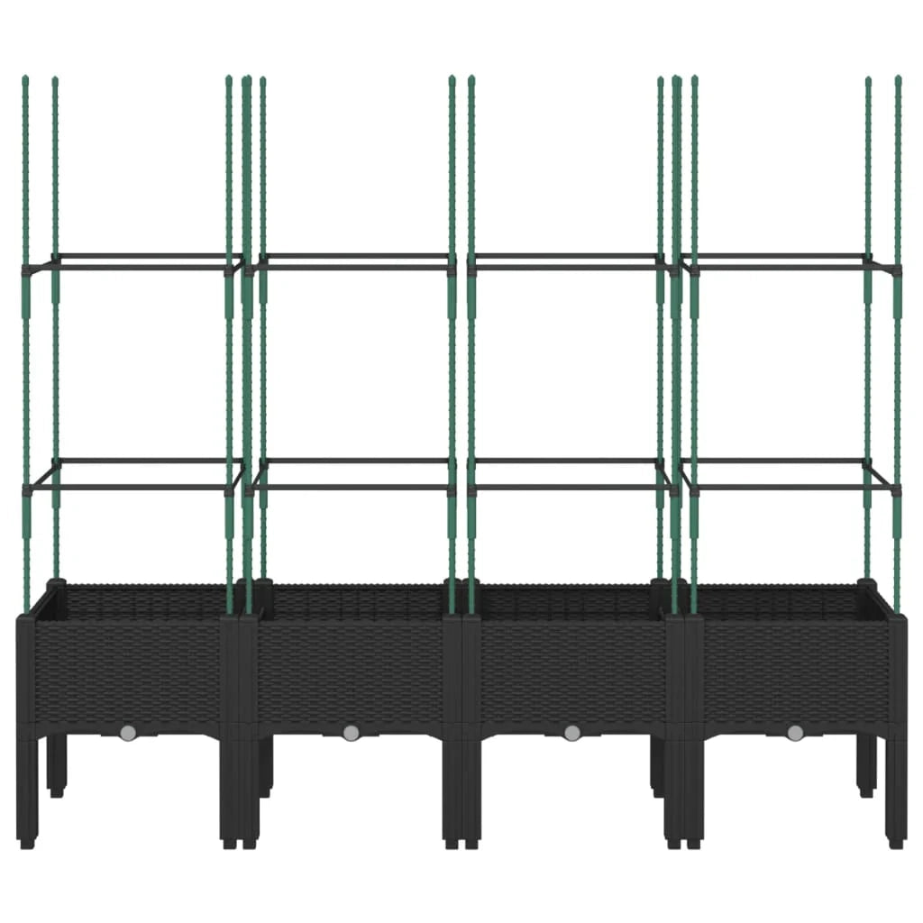 Fioriera rialzata per piante fiori patio giardino con traliccio 160 x 40 x 142,5 cm PP nero 02_0038273