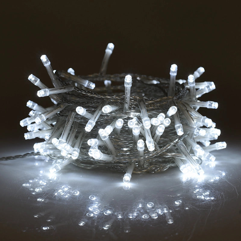 CATENA 500 LUCI LED BIANCHE CAVO TRASPARENTE DA 25MT PER INTERNI/ESTERNI - ILLUMINAZIONE A BASSA TENSIONE 31V