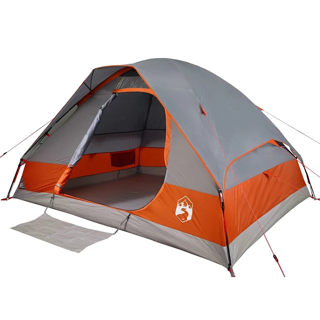 Tenda da Campeggio a Cupola 2 Persone-Tenda per Escursionismo Grigio e Arancione 435387