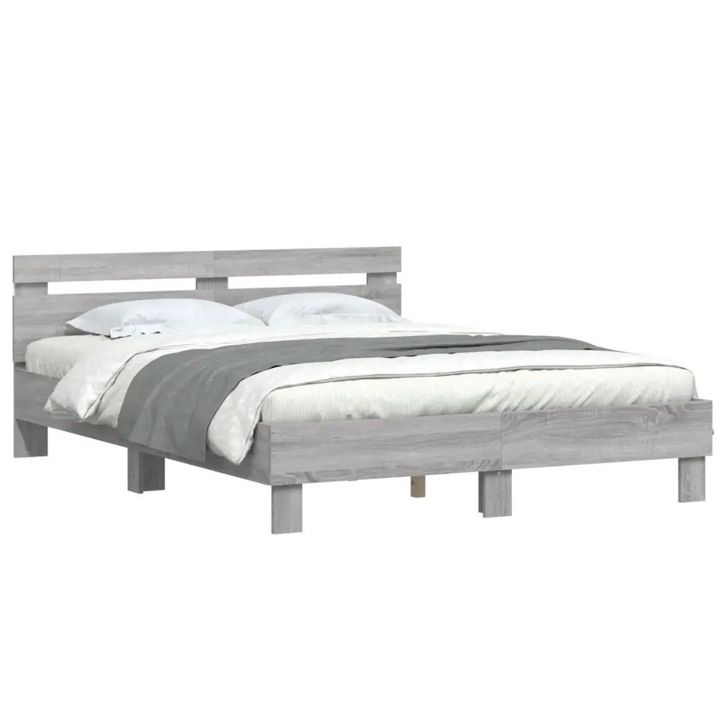 Giroletto con Testiera e LED Grigio Sonoma 150x200 cmcod mxl 86033