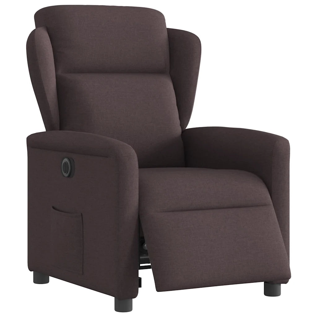 Poltrona Elettrica Reclinabile-Divano Sedia Marrone Scuro in Tessuto 341070
