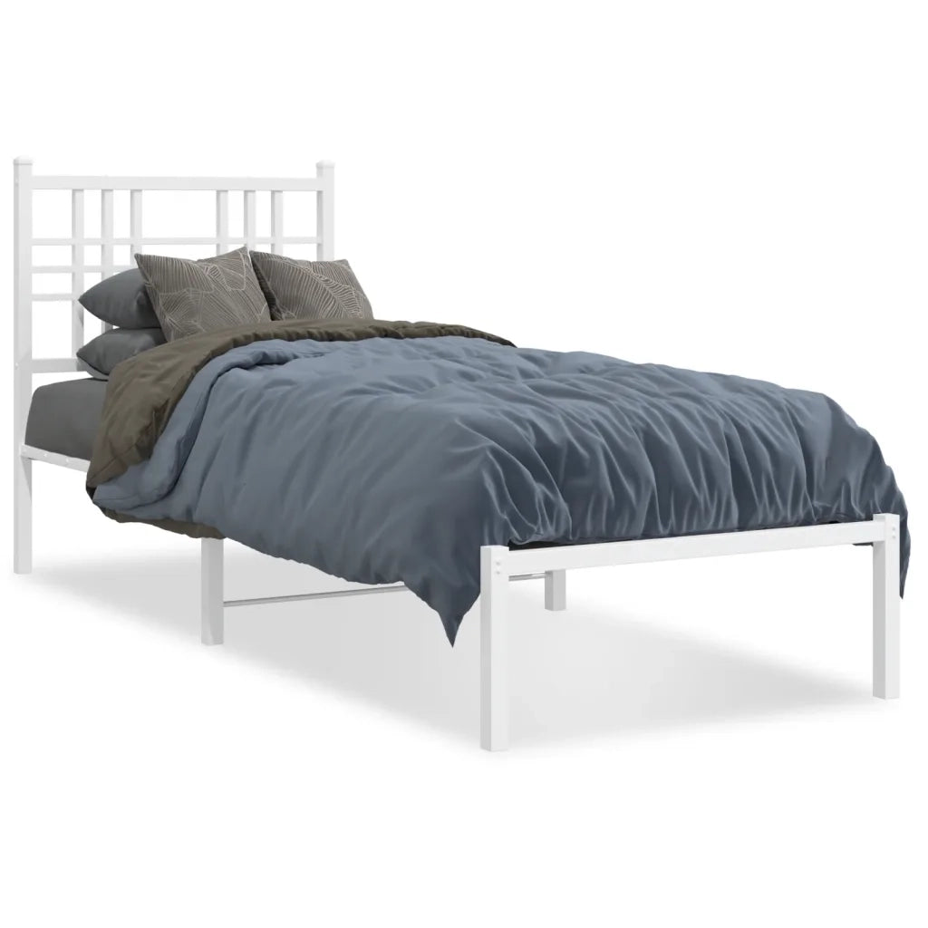 Giroletto con Testiera-Struttura Letto con testiera Metallo Bianco 80x200 cm 672773