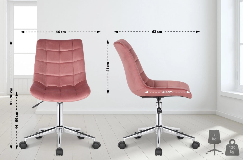 Sedia da ufficio Medford in velluto rosa