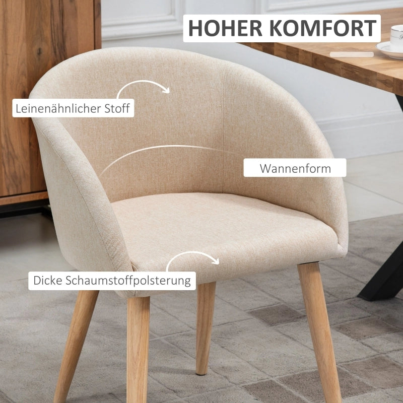 SEDIA Imbottita 55x56x74 cm Beige Metallo Set da 2 pezzi