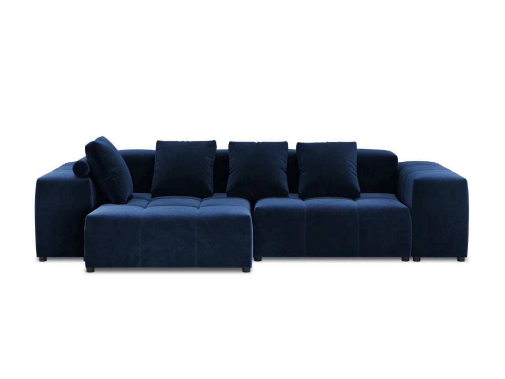 Cosmopolitan Design - Divano angolare modulare reversibile "Rome" 4 posti in velluto blu reale 