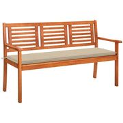 Panchina da Giardino 3 Posti e Cuscino 150cm Massello Eucalipto cod mxl 75768