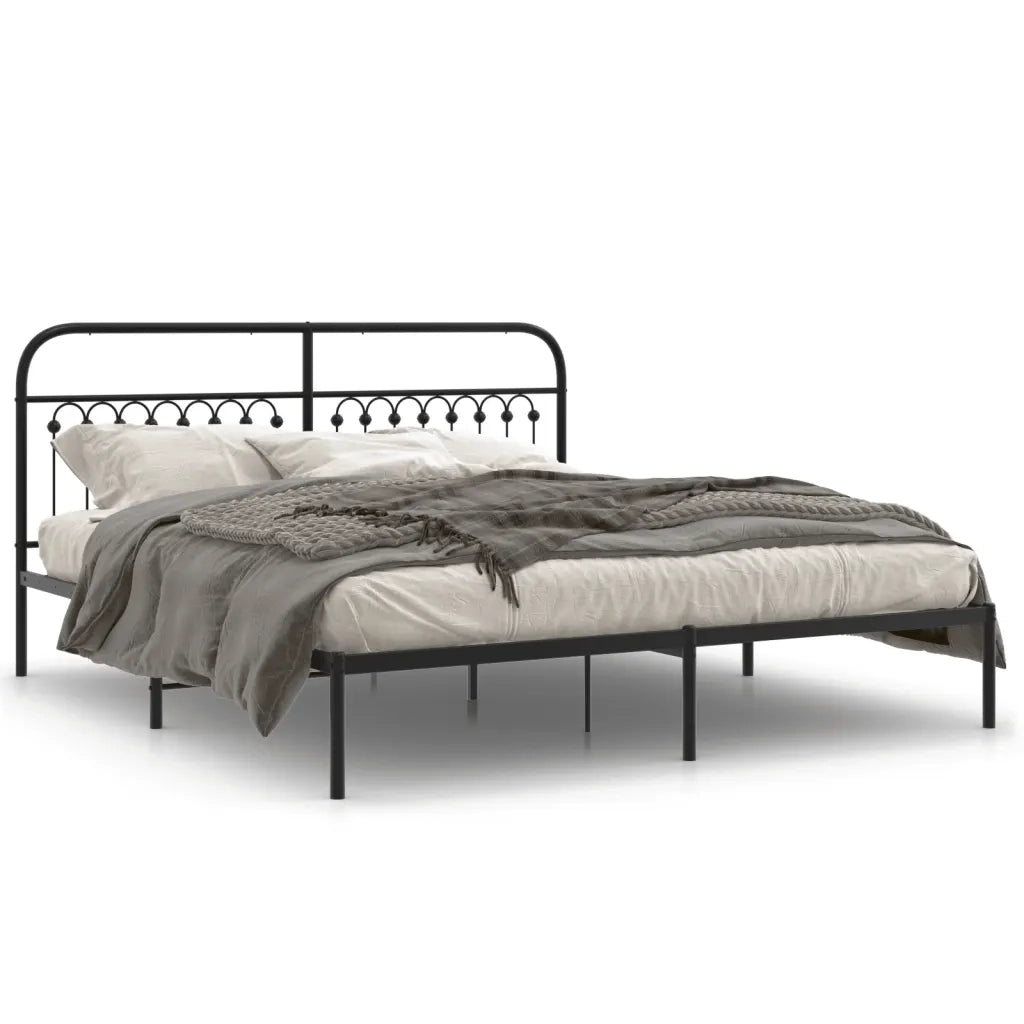 Giroletto con Testiera-Struttura Letto con testiera in Metallo Nero 183x213 cm 869180