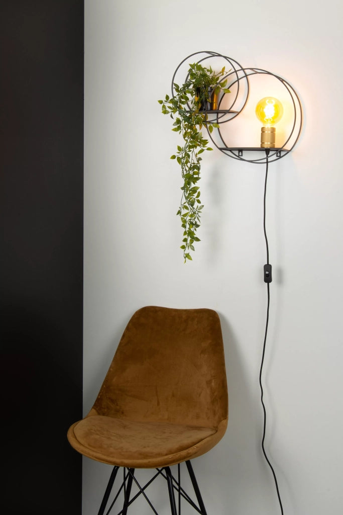Applique con mensola CIRCLE nero/oro E27 40W Lucide