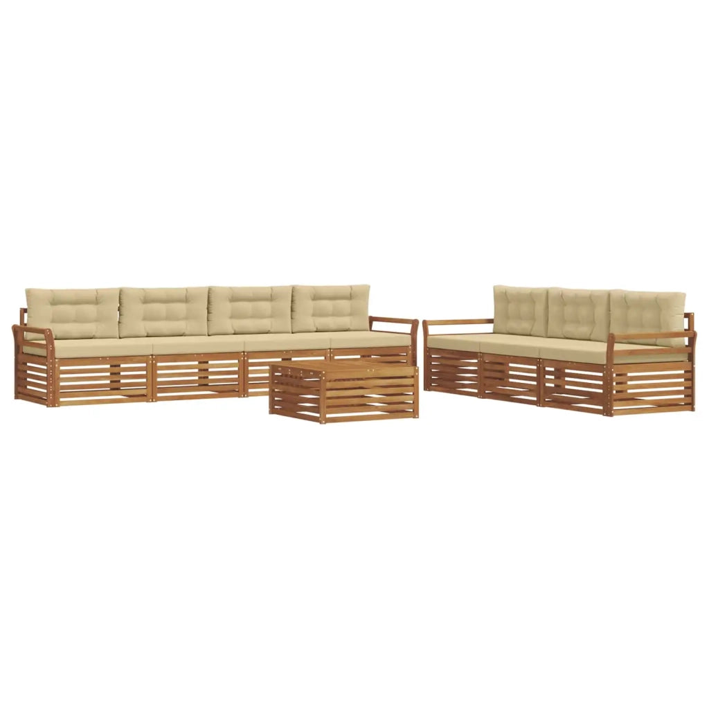Set di divani da esterno con cuscino 8 pcs Naturale e Beige