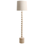 Lampada da terra Supporto in metallo marrone chiaro Paralume in tessuto Design con perline Stile classico