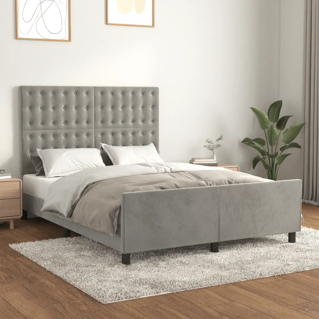 Giroletto senza Materasso-Struttura Letto Grigio Chiaro 140x200 cm Velluto 492927