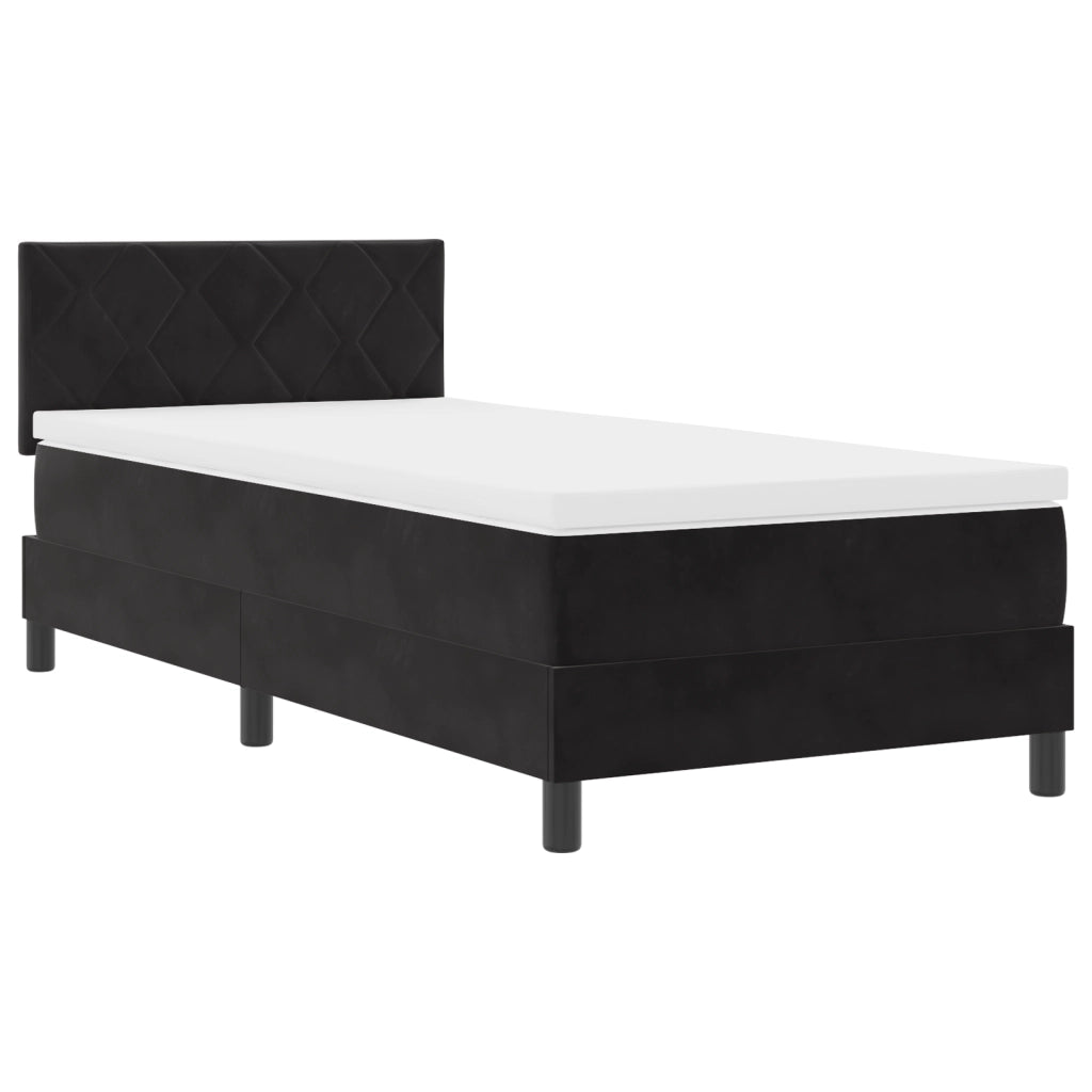 Letto Box Spring con Materasso Black Singolo in Velluto