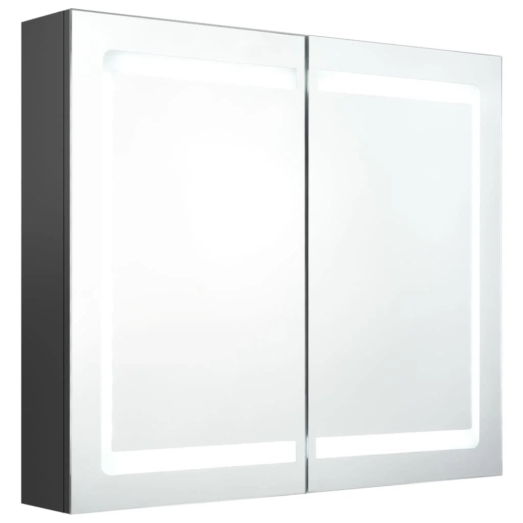 Mobiletto da bagno con specchio LED 80 x 12 x 68 cm grigio 02_0006600