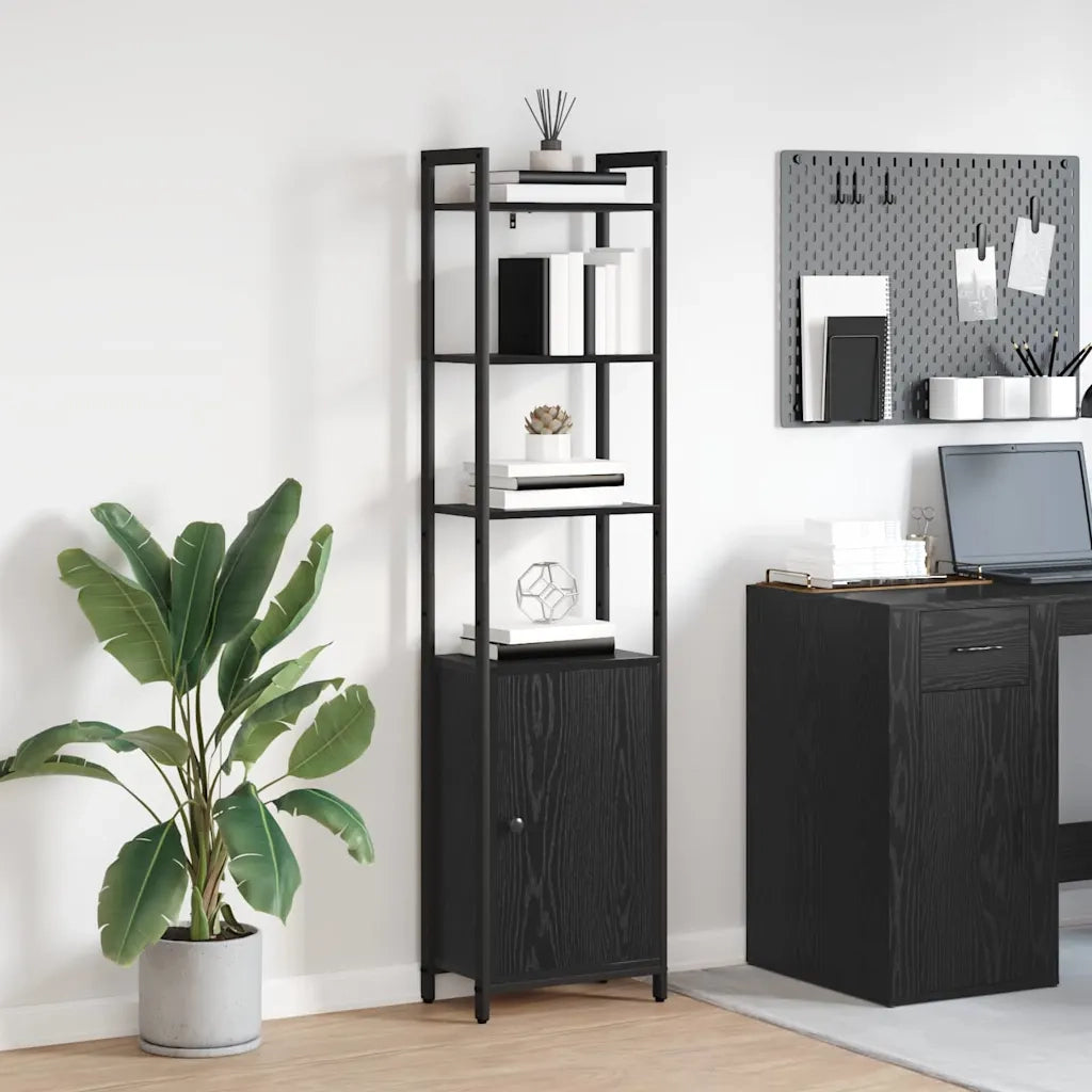 Armadio per Libri Rovere Nero 40 x 24 x 161 cm