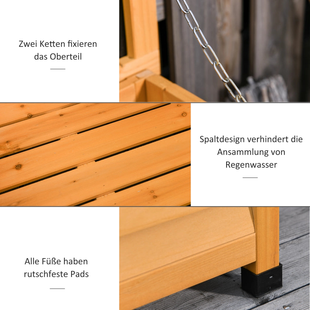 Baule da giardino in Legno Con coperchio apribile; design a doghe ventilato; idrorepellente; giallo 127¡Á56¡Á60 cm