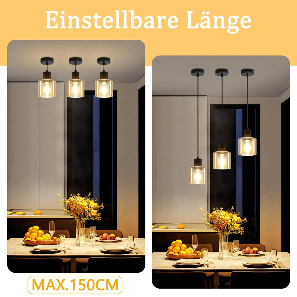 Lampada a sospensione ZMH per sala da pranzo ambra 170 cm lampada a sospensione 1 fiamma hotel vintage
