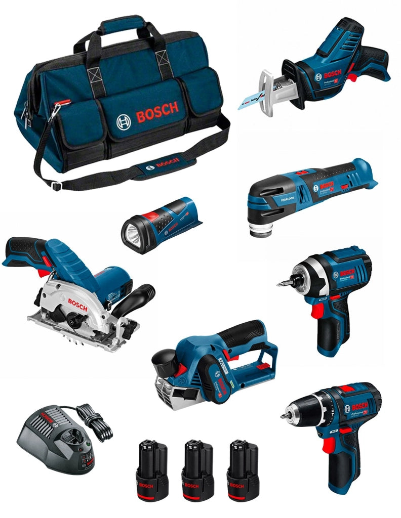 BOSCH Kit BMKB7-28DD3 (GSR 12V-15+GDR 12V-105+GKS 12V-26+GOP 12V-28+GSA 12V-14+GLI 12V-80+GHO 12V-20 +3x2,0Ah +GAL1230CV +HDBAG)