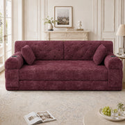 Divano letto in tessuto a coste con schienale alto, 4 tasche laterali e 2 portabicchieri, rosso vino 168 × 80 × 81 cm