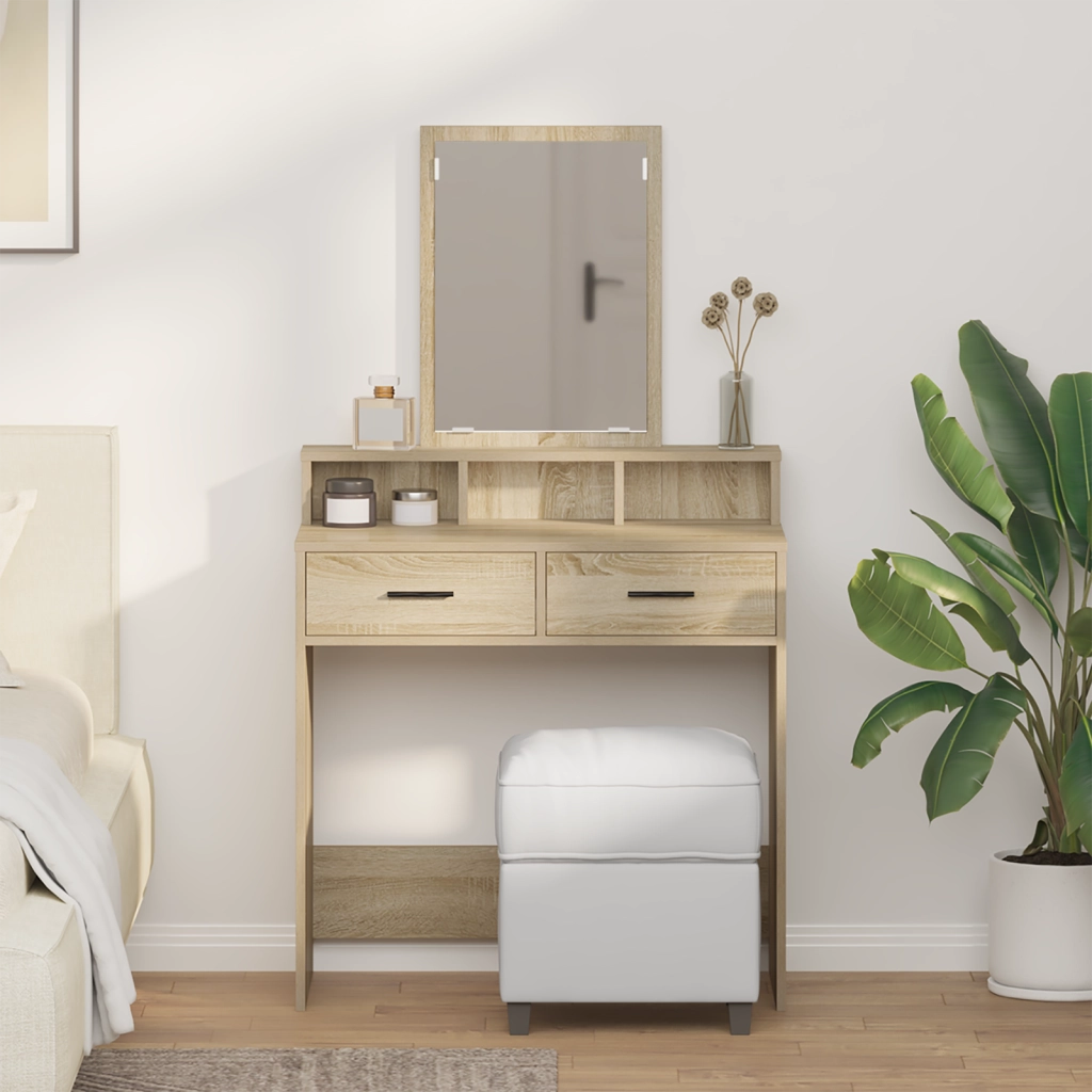 Toeletta  con cassetti in rovere Sonoma 79x41x140 cm