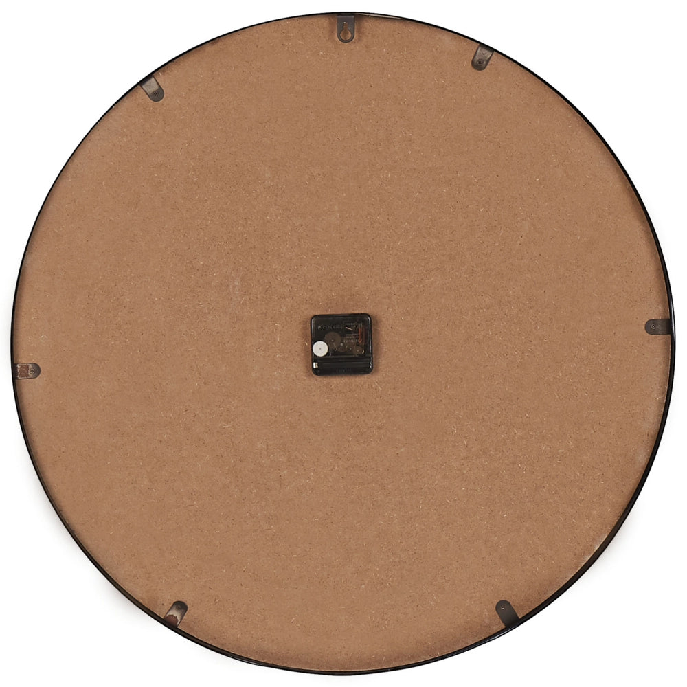 Orologio da parete rotondo con struttura in ferro dorato design retrò MDF 60 cm quadrante in legno chiaro