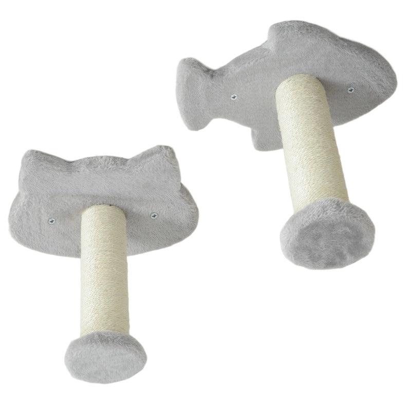 Set da parete per gatti ULEVR con 4 elementi, piattaforme, scala, tiragraffi e pallina, grigio chiaro