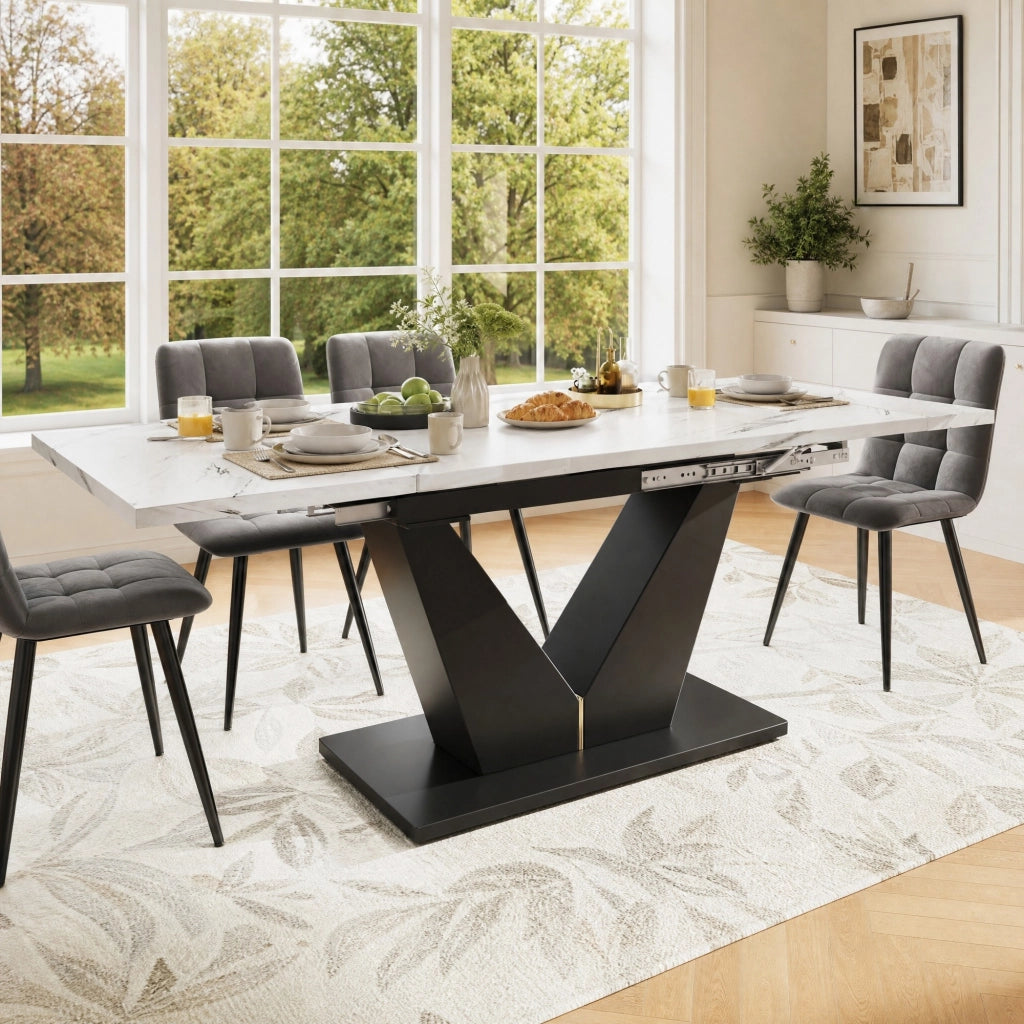 TAVOLO DA PRANZO ALLUNGABILE 99-159x75x75 cm MDF BIANCO E NERO