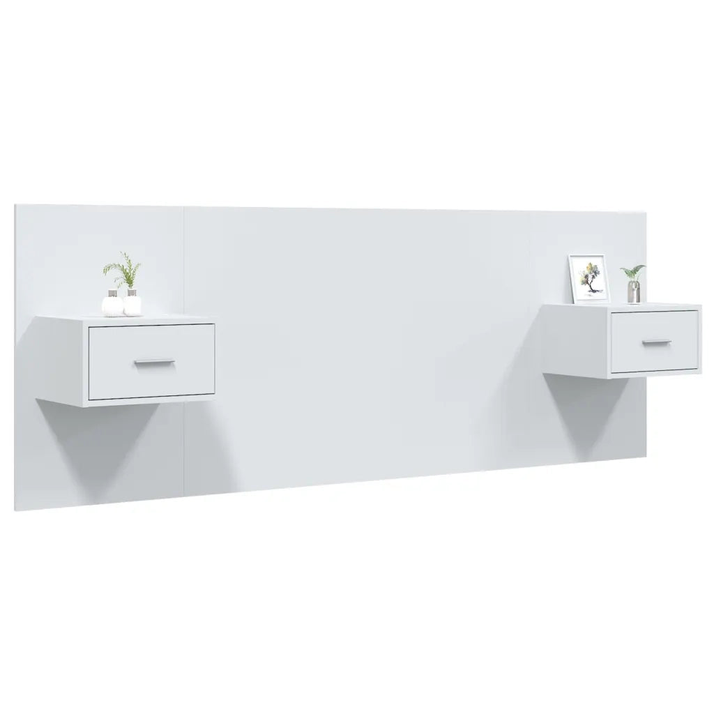 Testiera per Letto con Comodini in Legno Multistrato Bianco cod mxl 46537