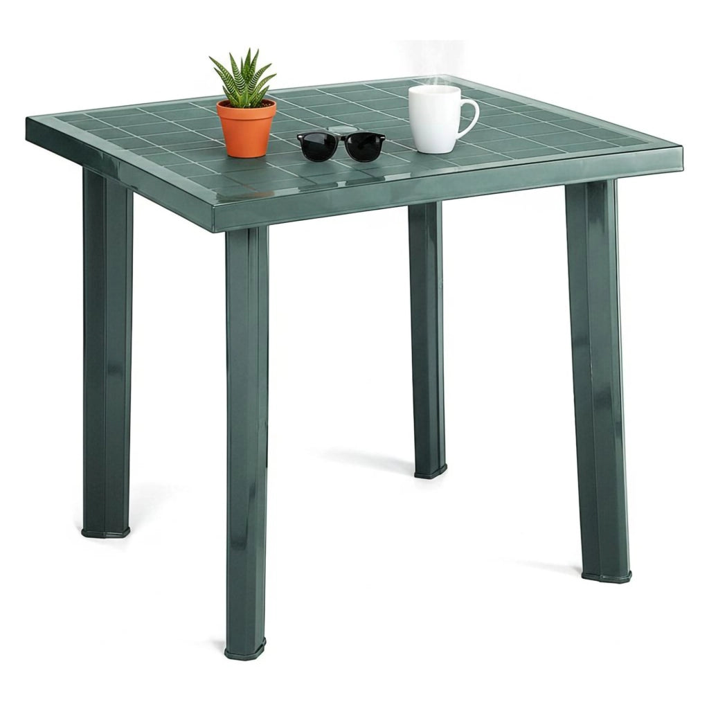 Tessner, Tavolo da Esterno 4 Posti Made in Italy, 80x75x72h cm Verde