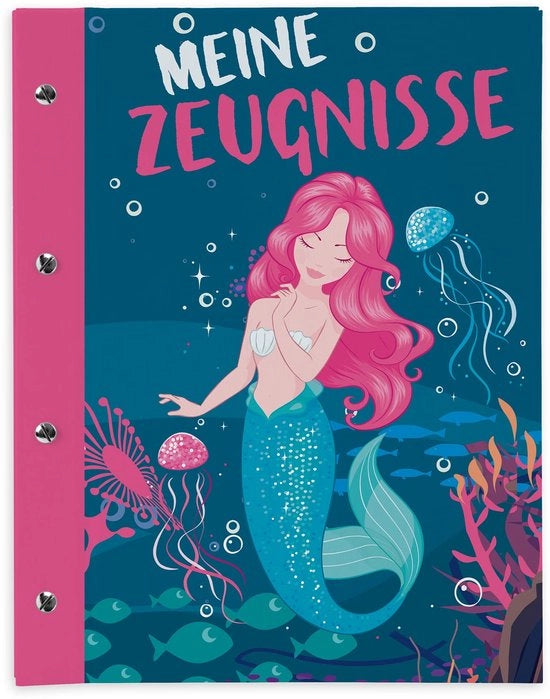 Certificato di mappa con viti a libro, espandibile per bambini, adolescenti, adulti, ragazze, ragazzi, studenti (sirena del mare)