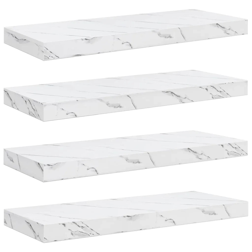Scaffale da parete 4 pcs Marmo Bianco 60 x 23 x 4 cm