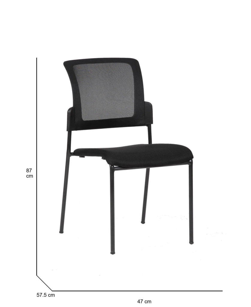 Sedia da ufficio Baceno, Sedia sala da attesa imbottita per ufficio, Seduta ergonomica da attesa, 58x47h87 cm, Nero