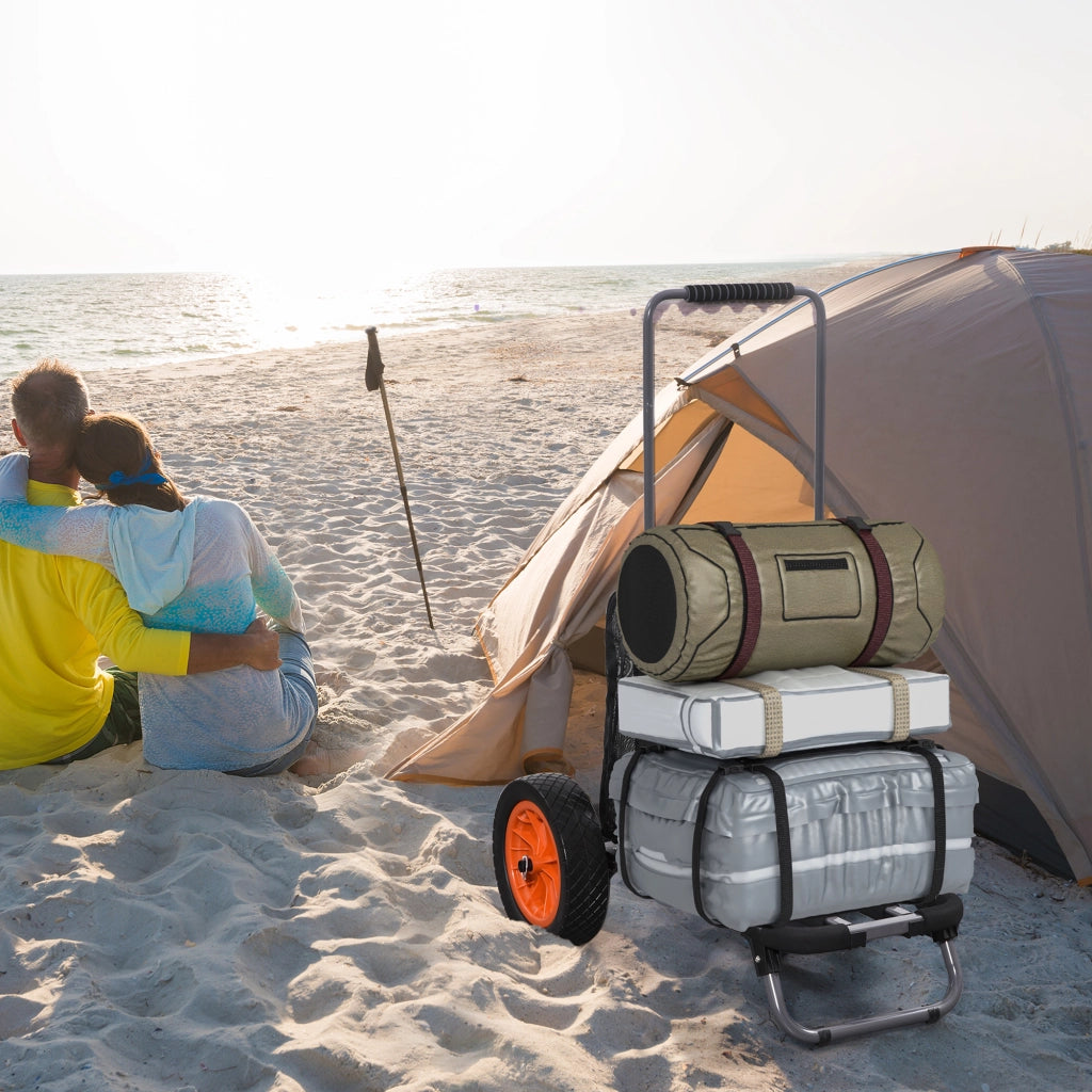 Carrello da Spiaggia Pieghevole con Tasca in Rete ¨C zephmum ¨C 82x67x81 cm